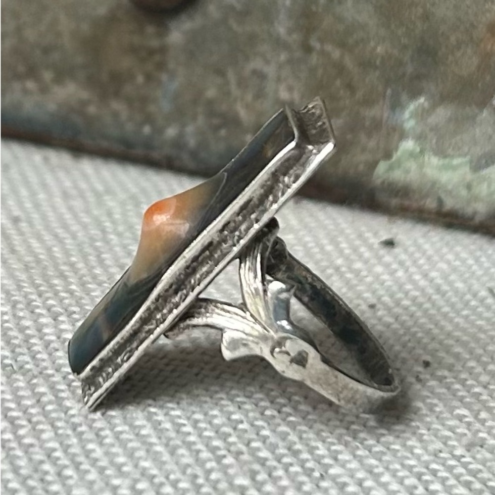 Antique Sterling Blister Pearl Ring - Picture 6 of 11